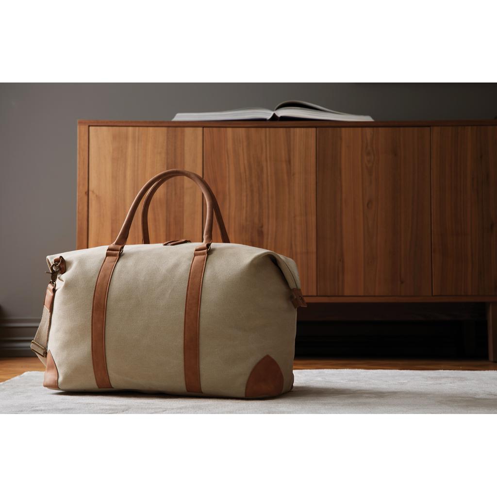 Geantă de voiaj din pânză reciclată RCS VINGA Bosler  greige