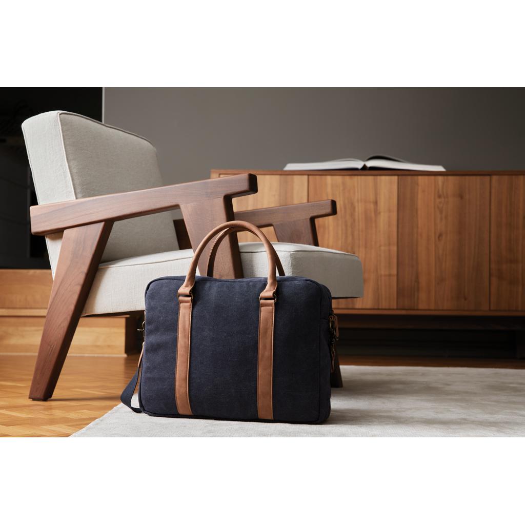 Geantă pentru computer din pânză reciclată RCS VINGA Bosler  navy