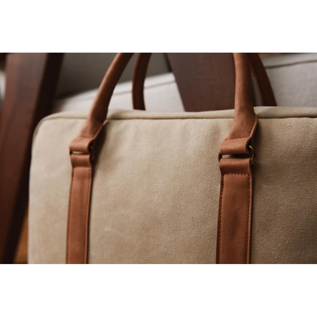 Geantă pentru computer din pânză reciclată RCS VINGA Bosler  greige