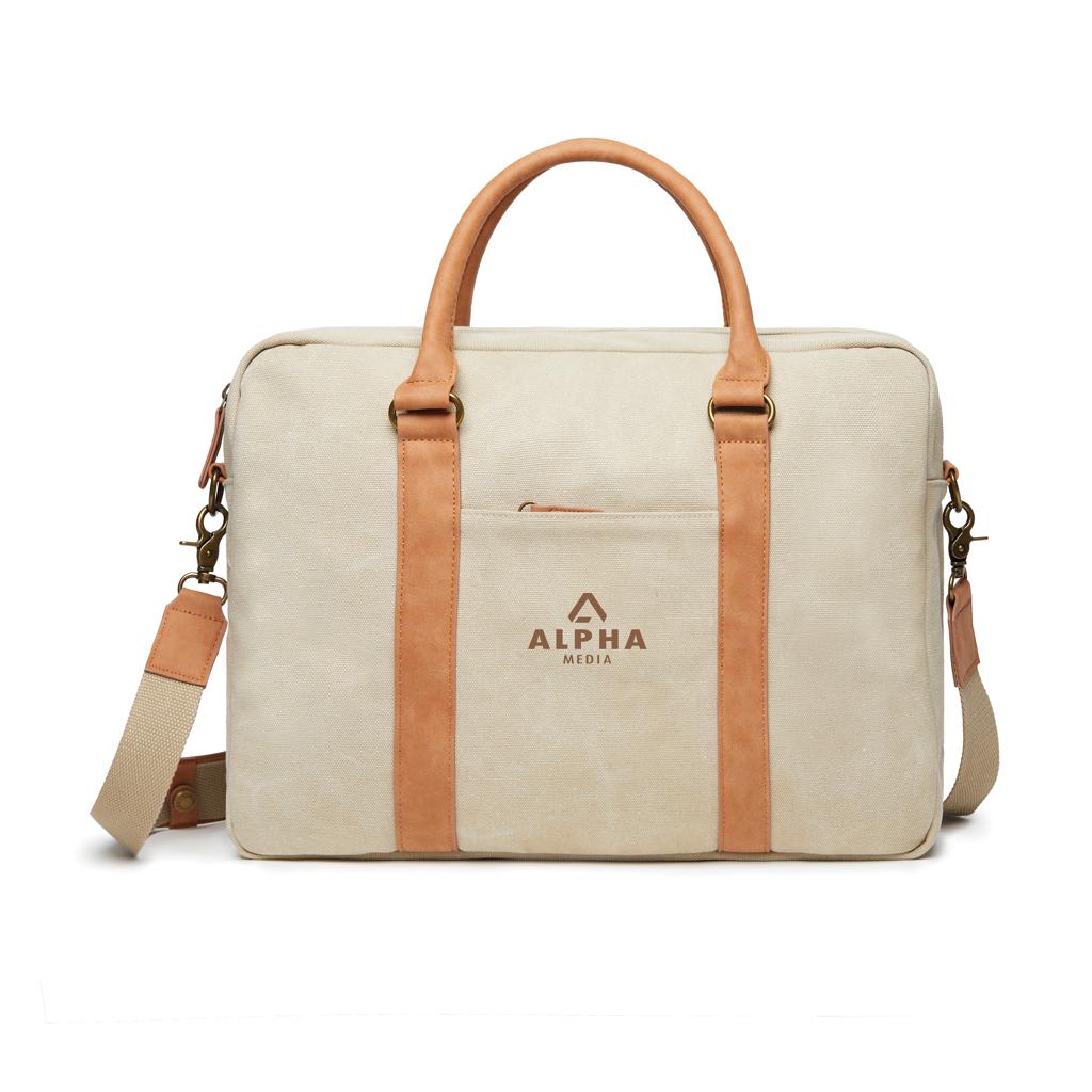 Geantă pentru computer din pânză reciclată RCS VINGA Bosler  greige