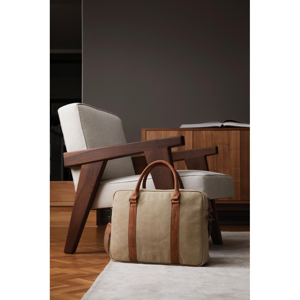 Geantă pentru computer din pânză reciclată RCS VINGA Bosler  greige
