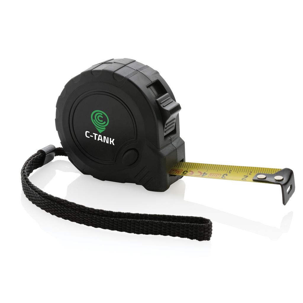 Bandă de măsurat 3M/16mm din plastic reciclat RCS cu buton de oprire black