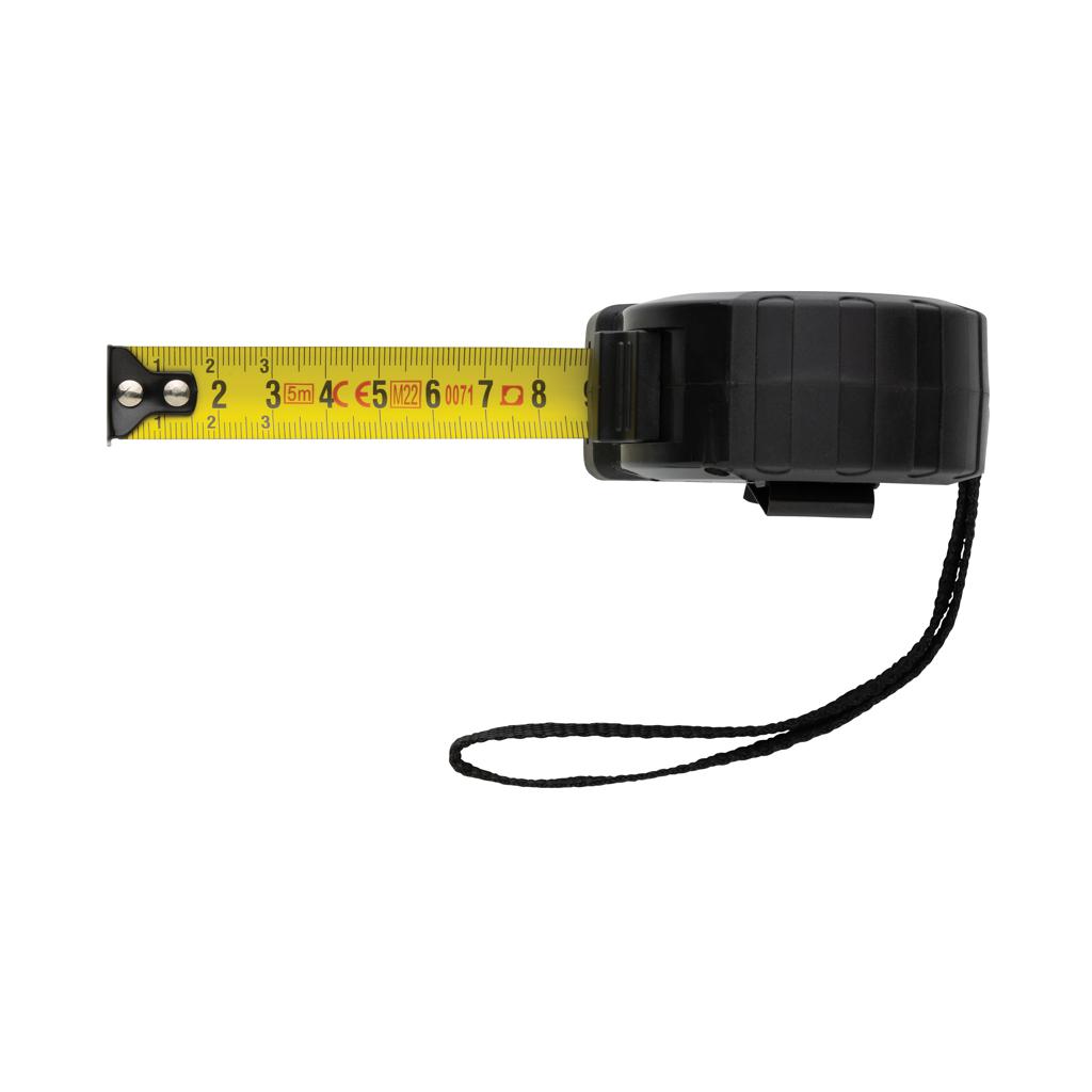 Bandă de măsurat 5M/19mm din plastic reciclat RCS cu buton de oprire black