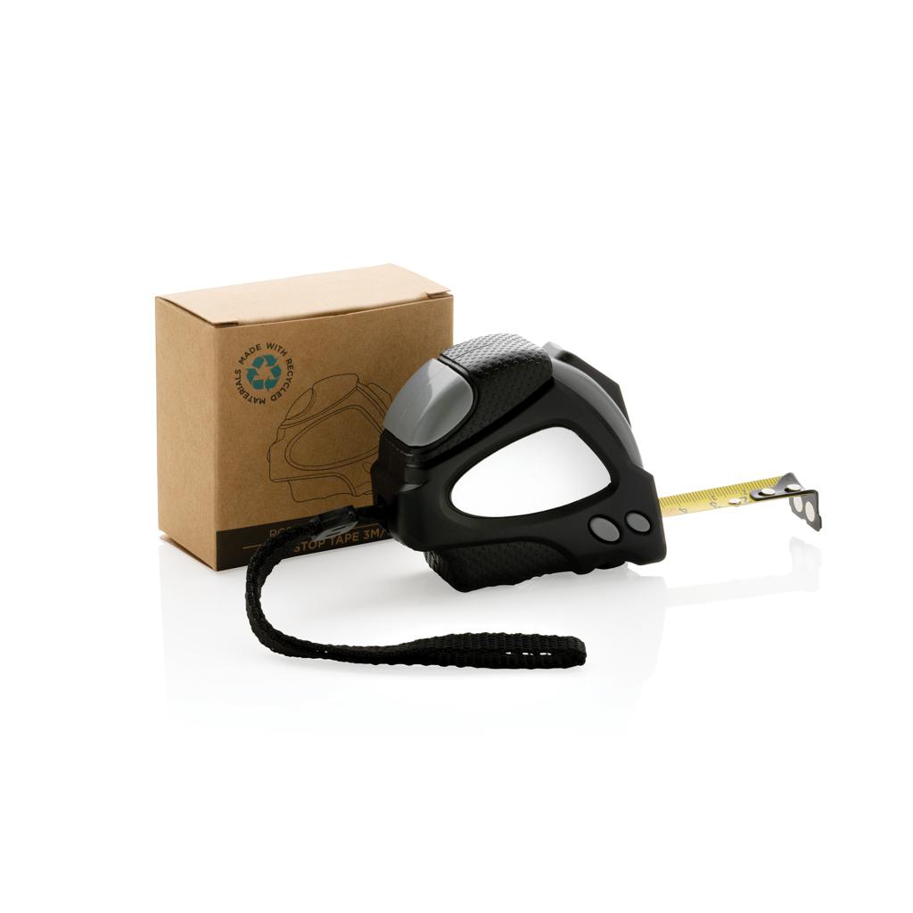 Bandă de măsurat Auto stop 3m/16mm din plastic reciclat RCS black