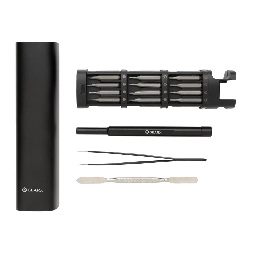 Set de șurubelnițe de precizie din aluminiu reciclat RCS, 46 piese Gear X black