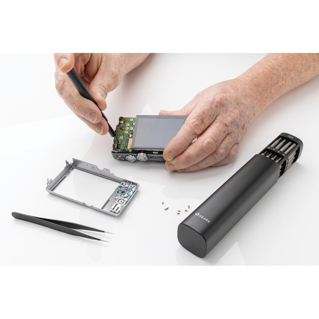 Set de șurubelnițe de precizie din aluminiu reciclat RCS, 46 piese Gear X black