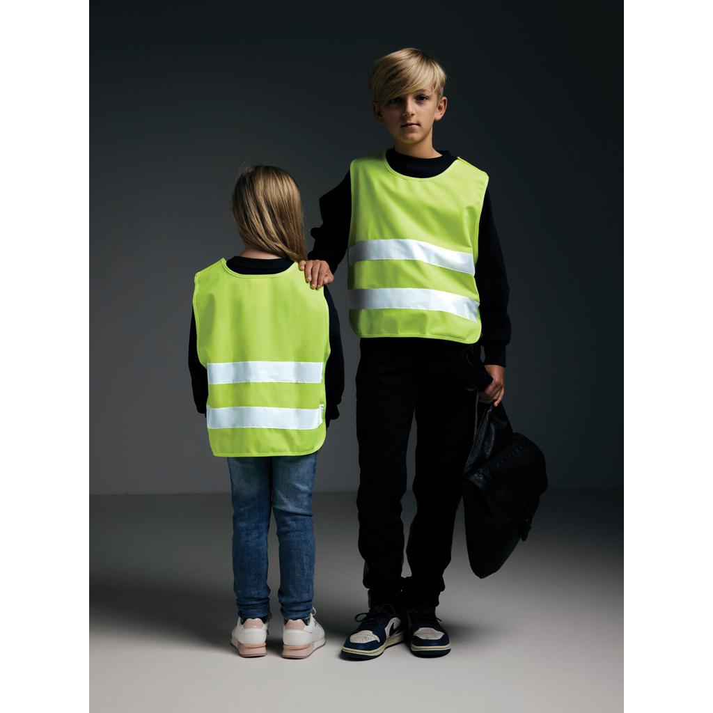 Vestă de siguranță cu vizibilitate ridicată din PET reciclat, 7-12 ani GRS yellow