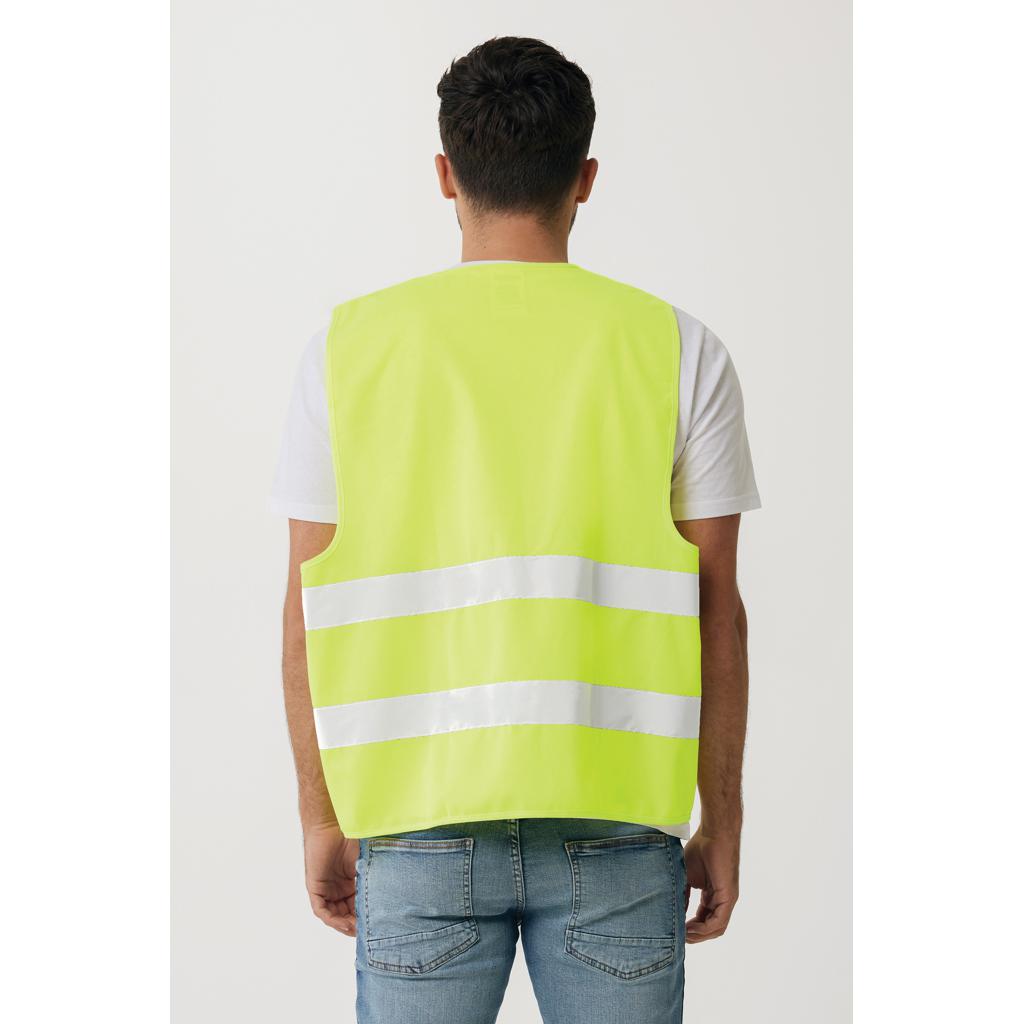 Vestă de siguranță cu vizibilitate ridicată din PET reciclat GRS yellow