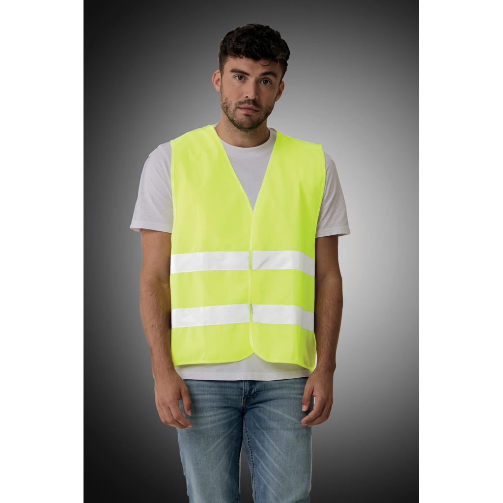 Vestă de siguranță cu vizibilitate ridicată din PET reciclat GRS yellow