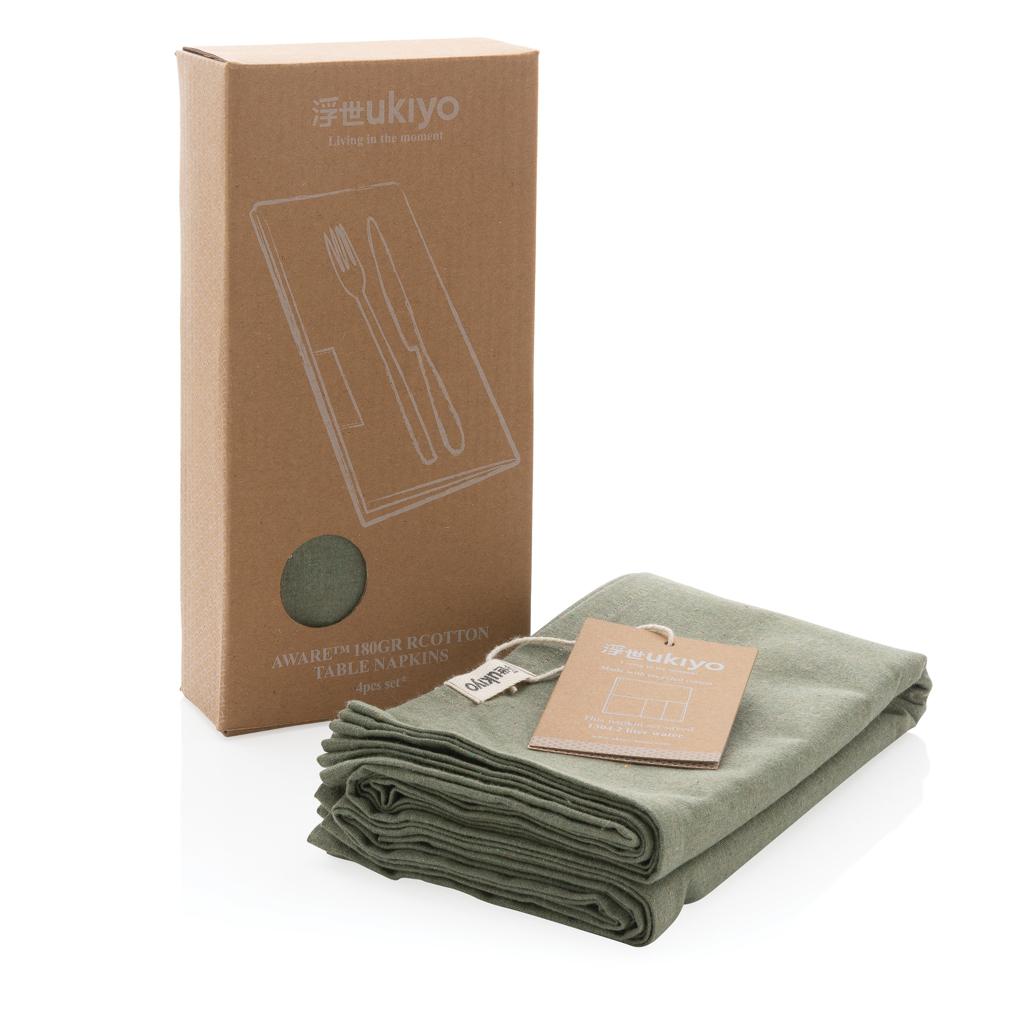 Set de șervețele de masă din bumbac reciclat 180gr, 4 bucăți Ukiyo Aware™ green
