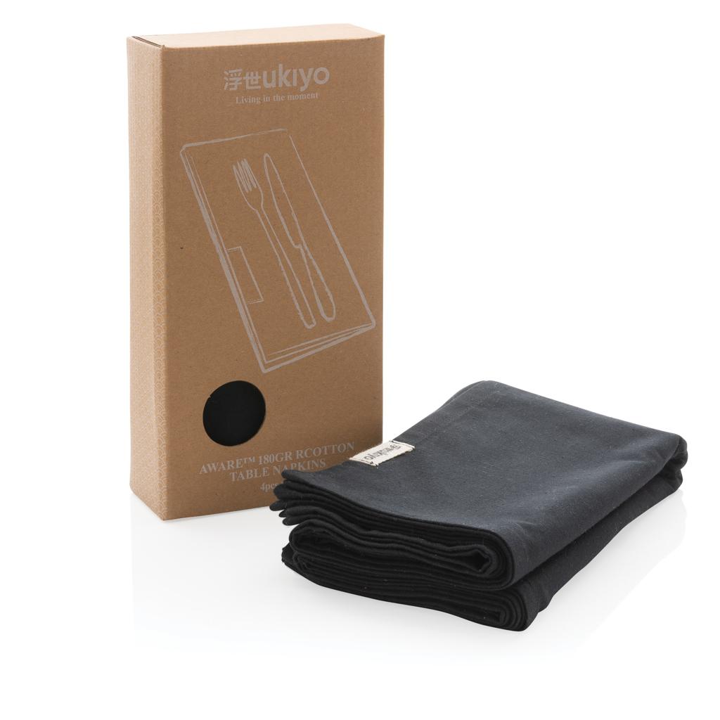 Set de șervețele de masă din bumbac reciclat 180gr, 4 bucăți Ukiyo Aware™ black