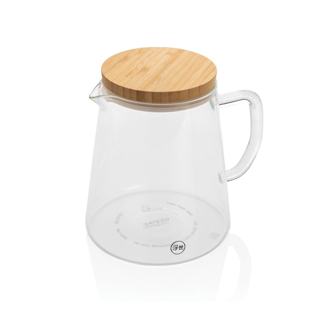 Carafă din sticlă borosilicată cu capac din bambus, 1,2L Ukiyo transparent