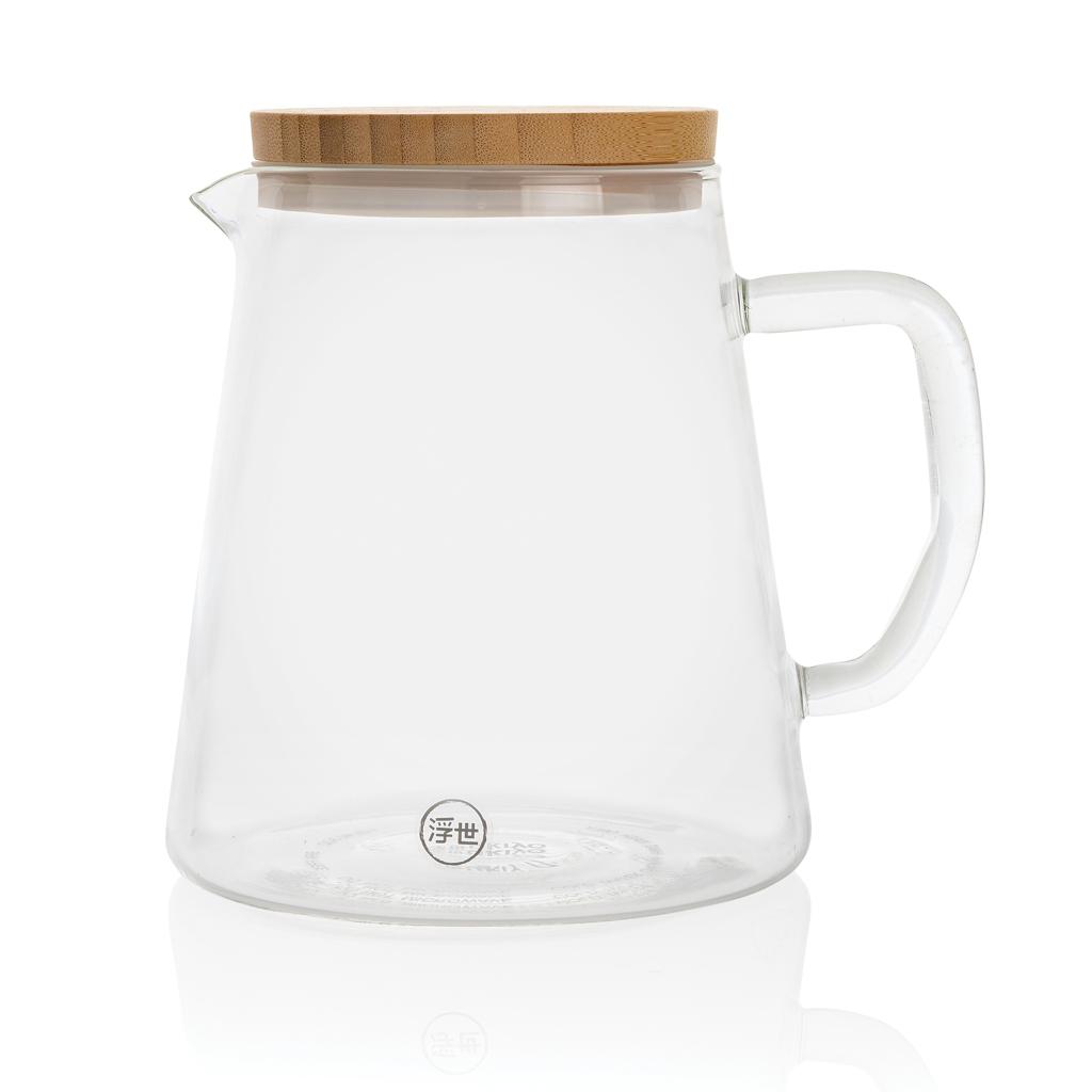 Carafă din sticlă borosilicată cu capac din bambus, 1,2L Ukiyo transparent