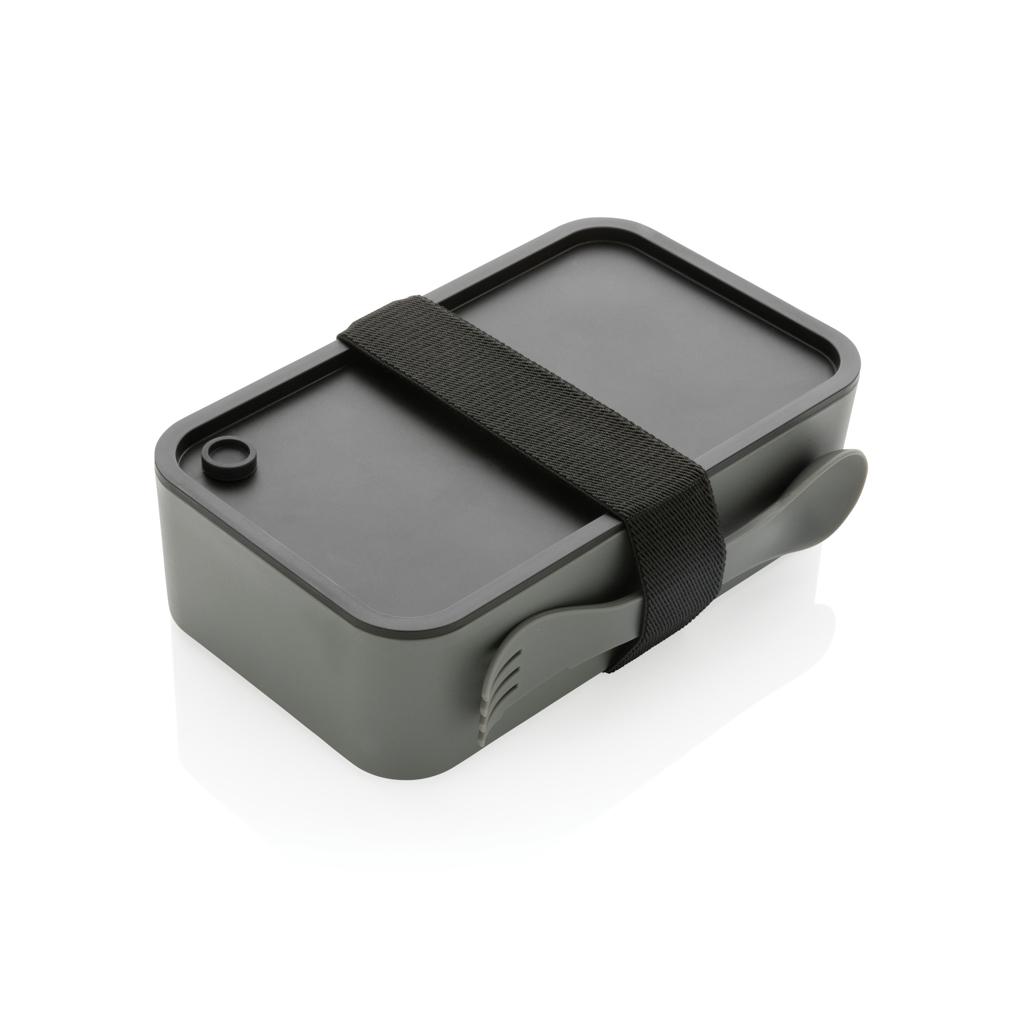 Caserolă pentru prânz din PP reciclat GRS cu spork grey