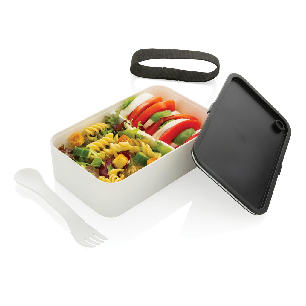 Caserolă pentru prânz din PP reciclat GRS cu spork transparent