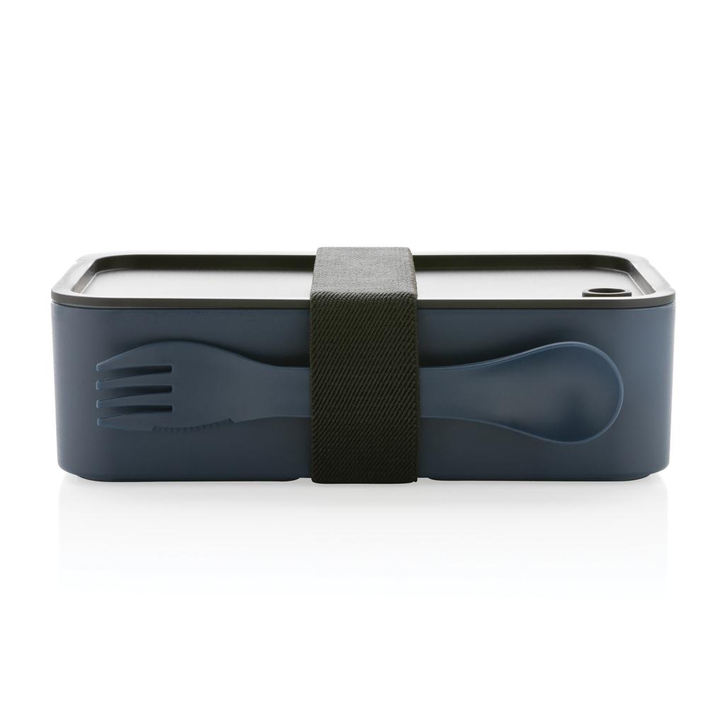 Caserolă pentru prânz din PP reciclat GRS cu spork navy