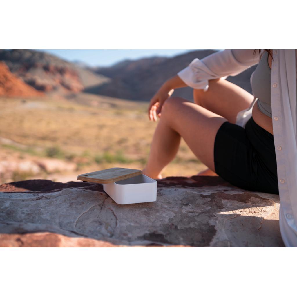 Caserolă pentru prânz din RPP cu capac din bambus transparent