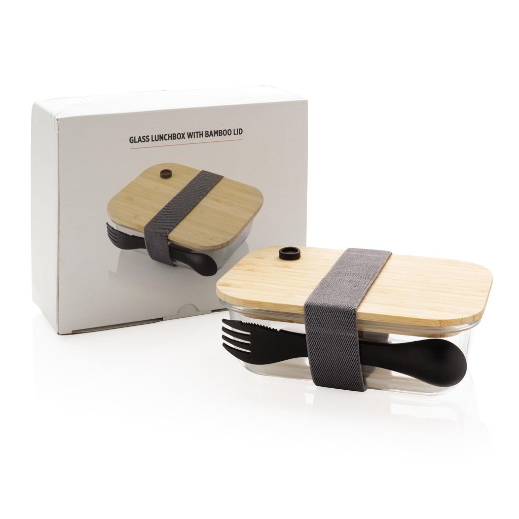 Caserolă din sticlă cu capac din bambus transparent