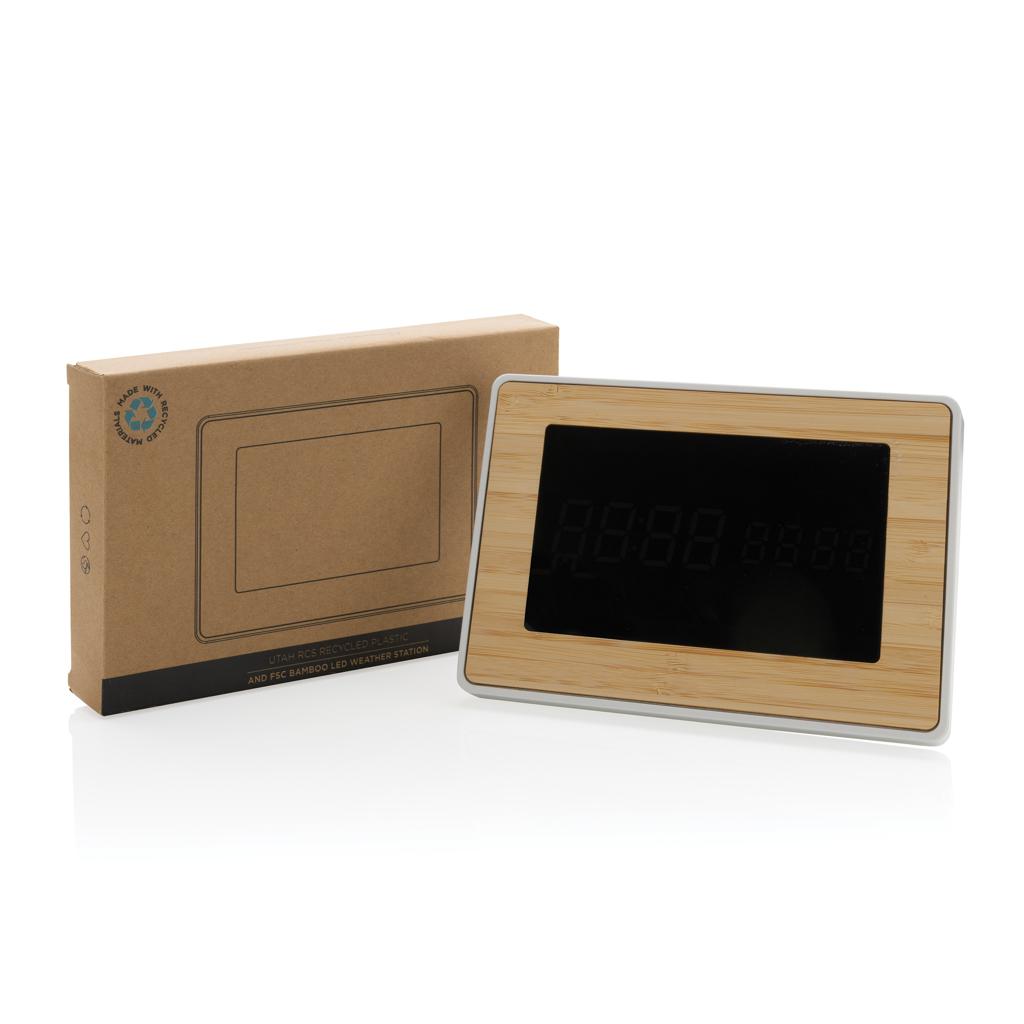 Ceas LED din plastic reciclat RCS și bambus Utah brown