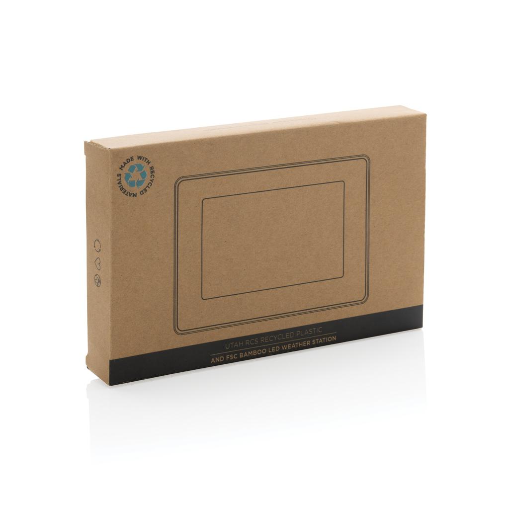 Ceas LED din plastic reciclat RCS și bambus Utah brown