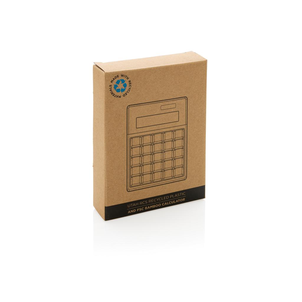 Calculator din plastic reciclat RCS și bambus Utah  brown