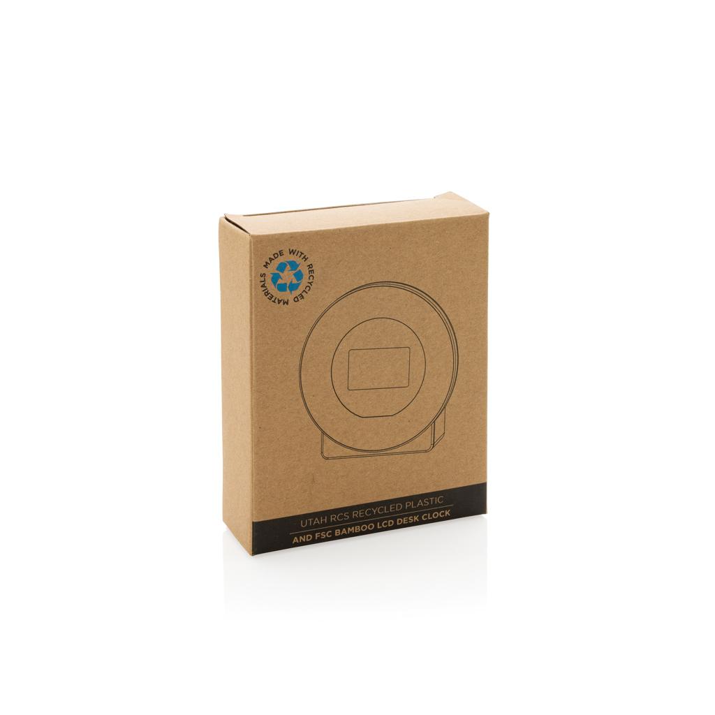 Ceas de birou LCD din plastic reciclat RCS și bambus Utah brown