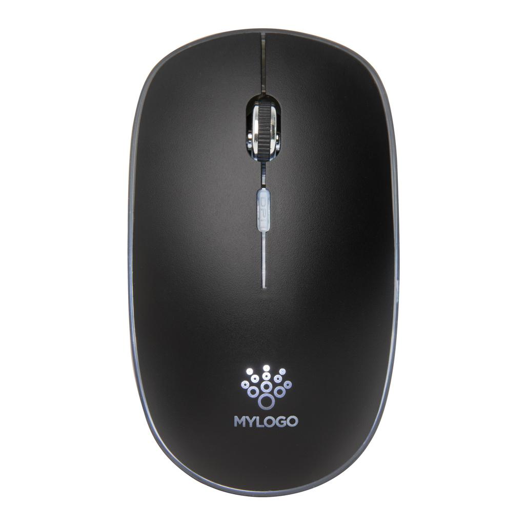 Mouse wireless cu logo iluminat black