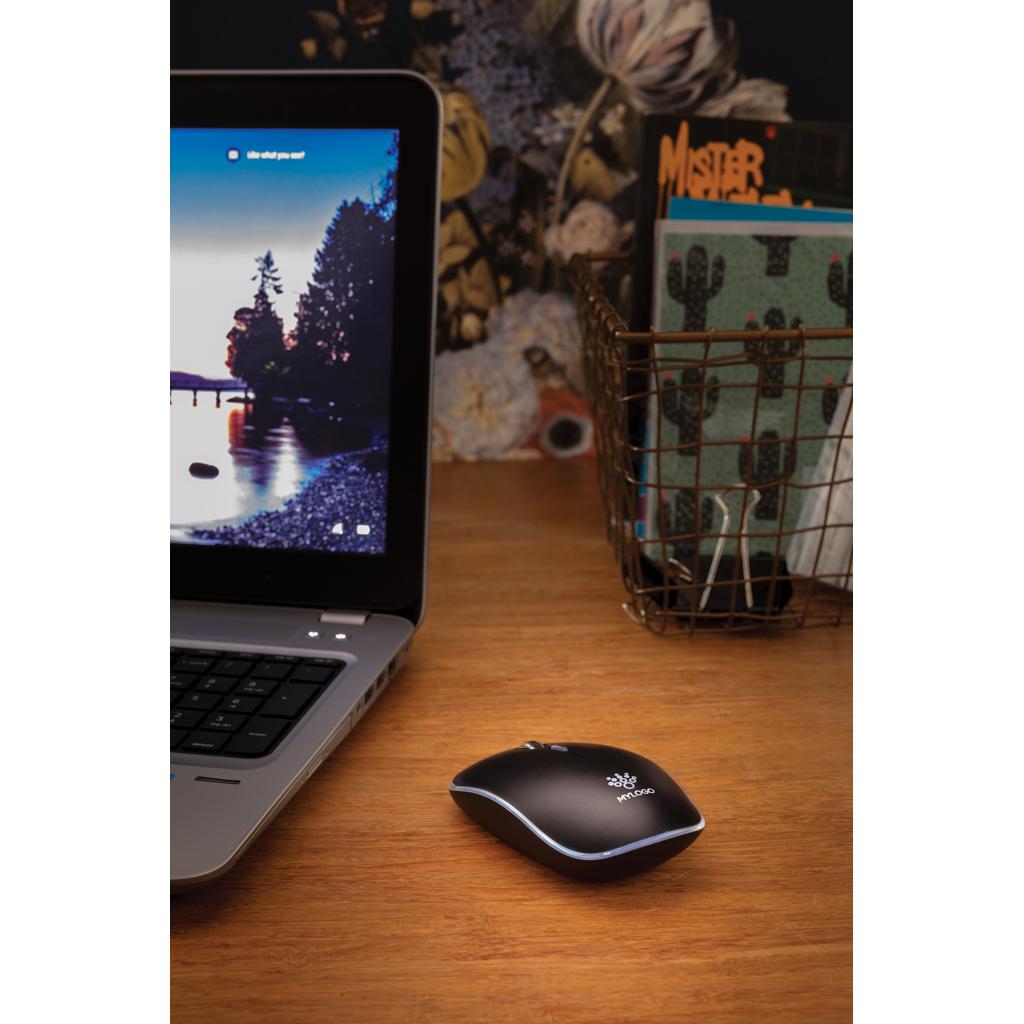 Mouse wireless cu logo iluminat black