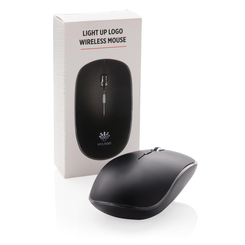 Mouse wireless cu logo iluminat black