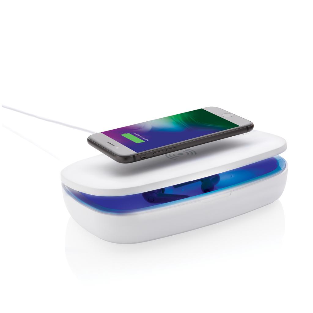 Cutie sterilizatoare UV-C cu încărcător wireless de 5W transparent