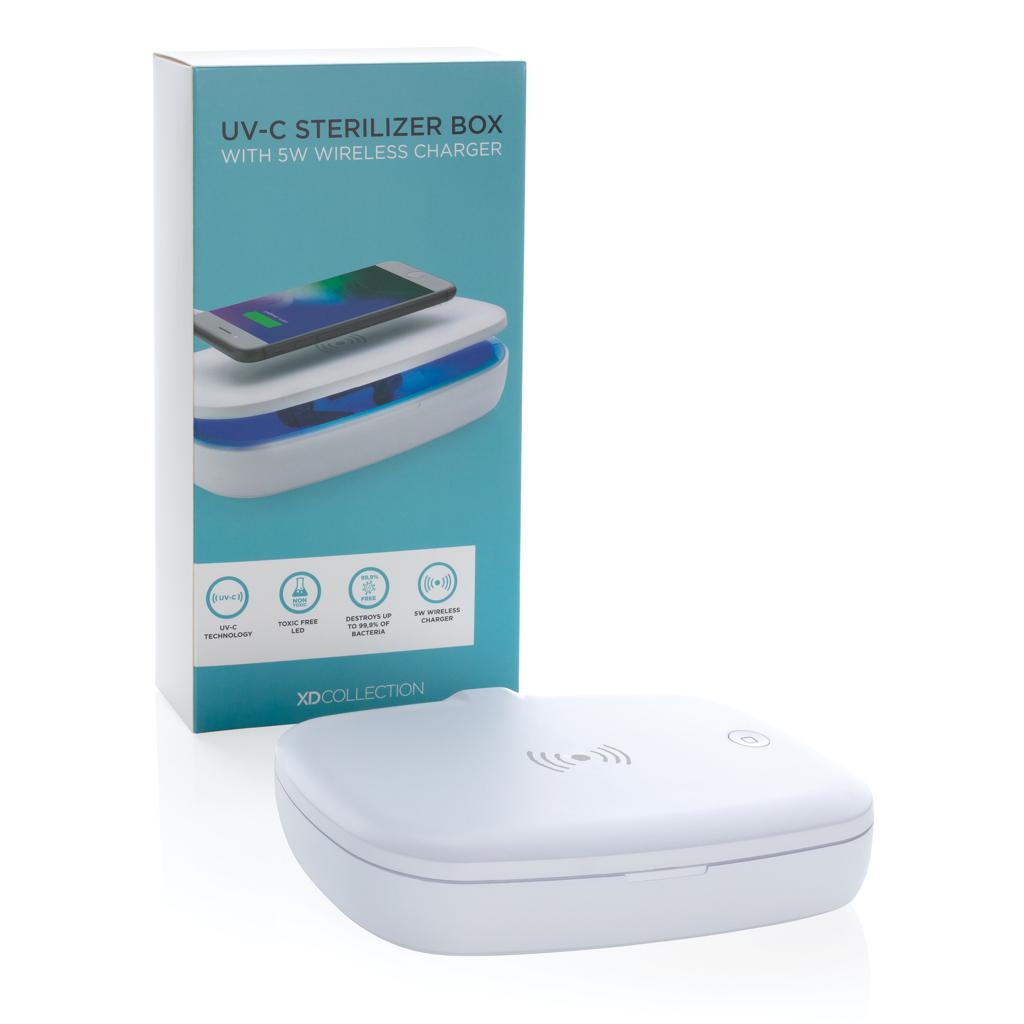 Cutie sterilizatoare UV-C cu încărcător wireless de 5W transparent
