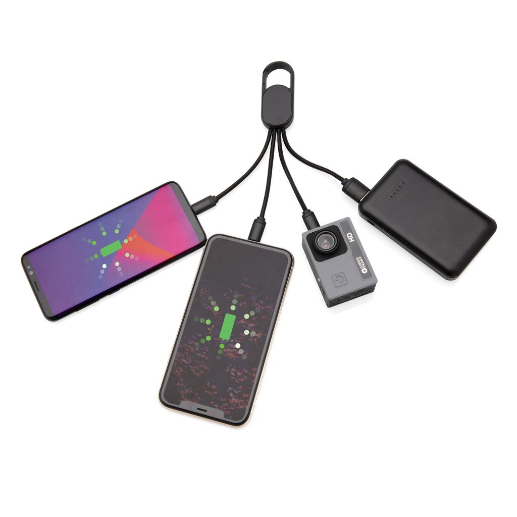 Cablu 4 în 1 cu clip de carabină black