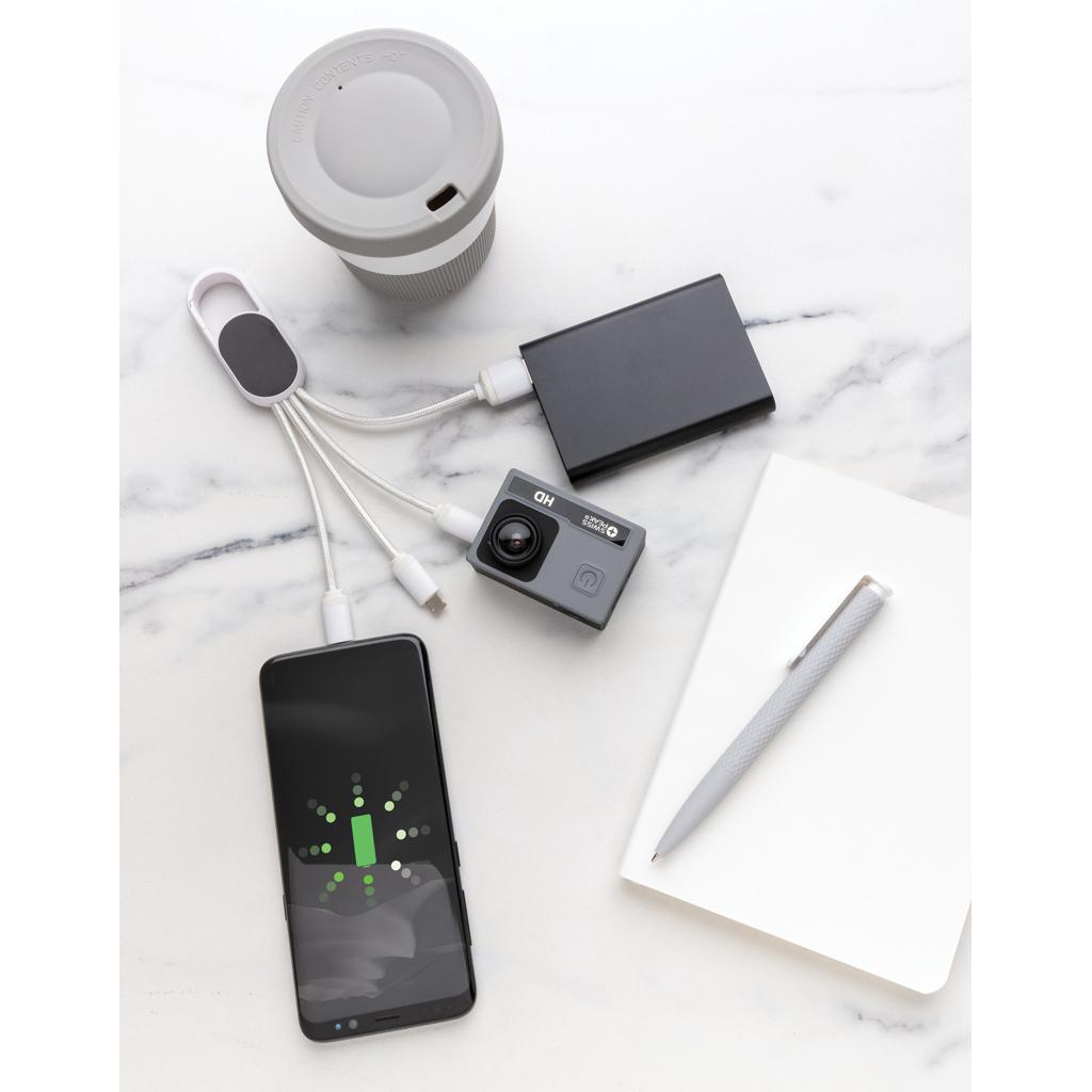 Cablu 4 în 1 cu clip de carabină transparent