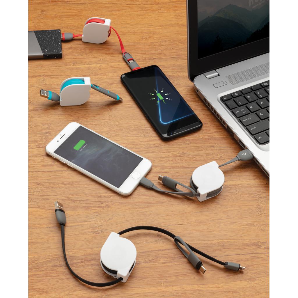 Cablu retractabil 3 în 1 black