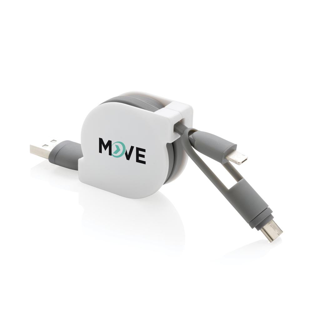 Cablu retractabil 3 în 1 transparent