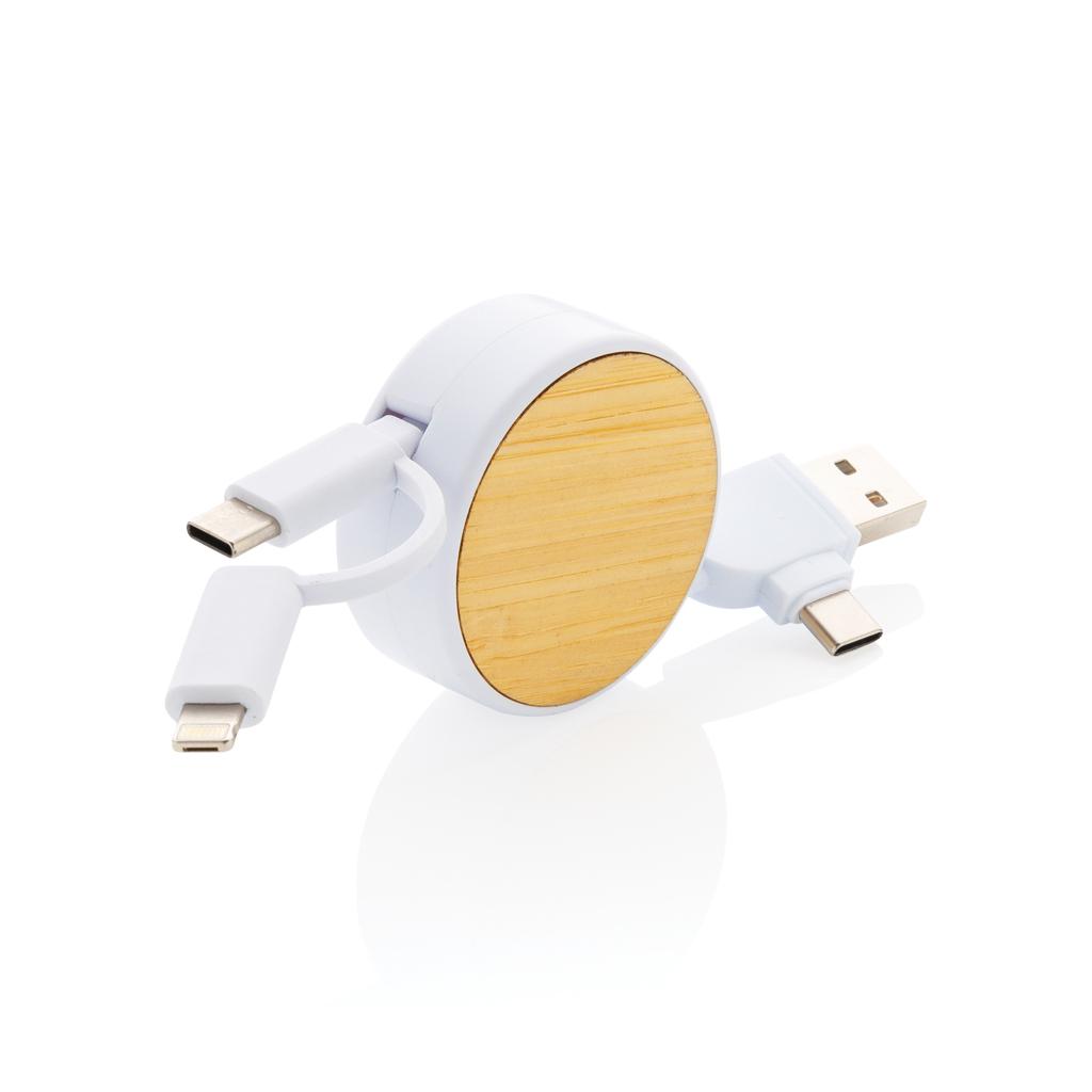 Cablu retractabil 6 în 1 din plastic reciclat RCS Ontario transparent