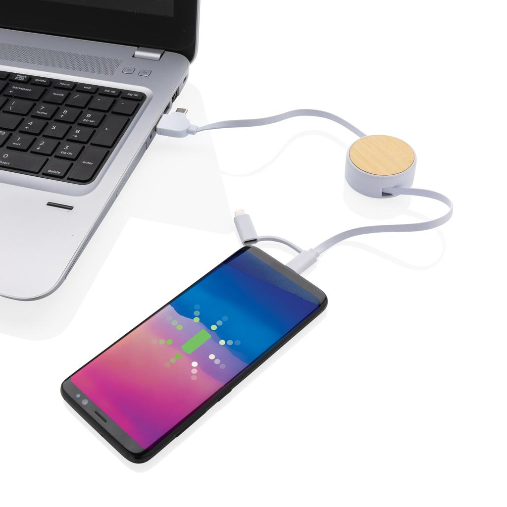 Cablu retractabil 6 în 1 din plastic reciclat RCS Ontario transparent