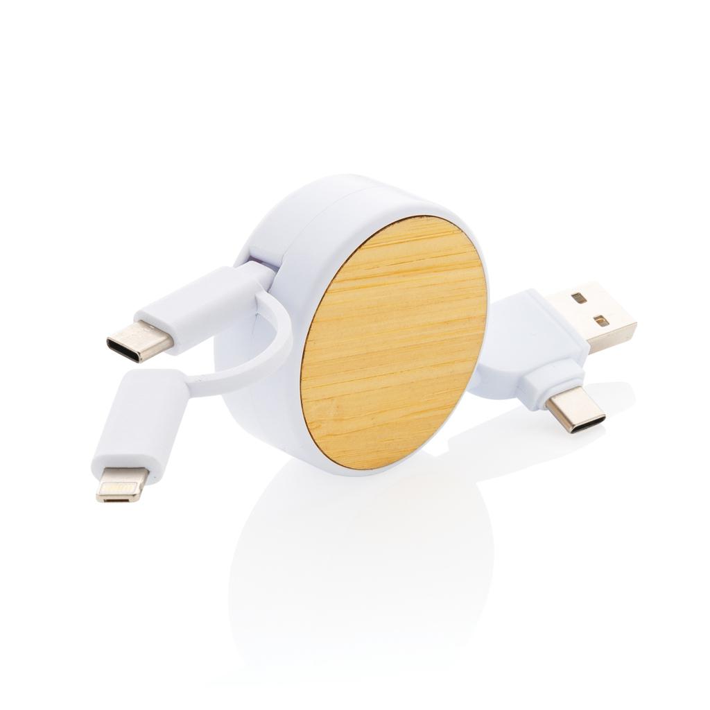 Cablu retractabil 6 în 1 din plastic reciclat RCS Ontario transparent