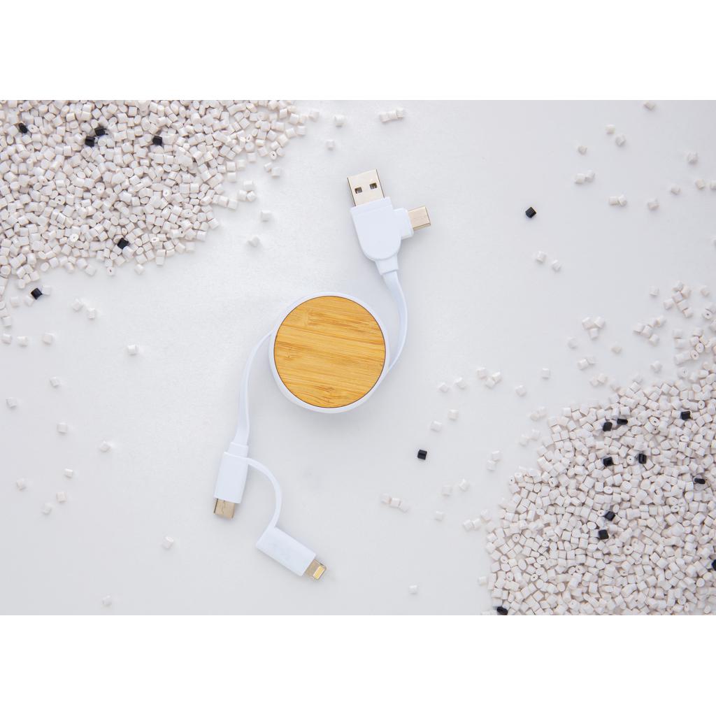 Cablu retractabil 6 în 1 din plastic reciclat RCS Ontario transparent