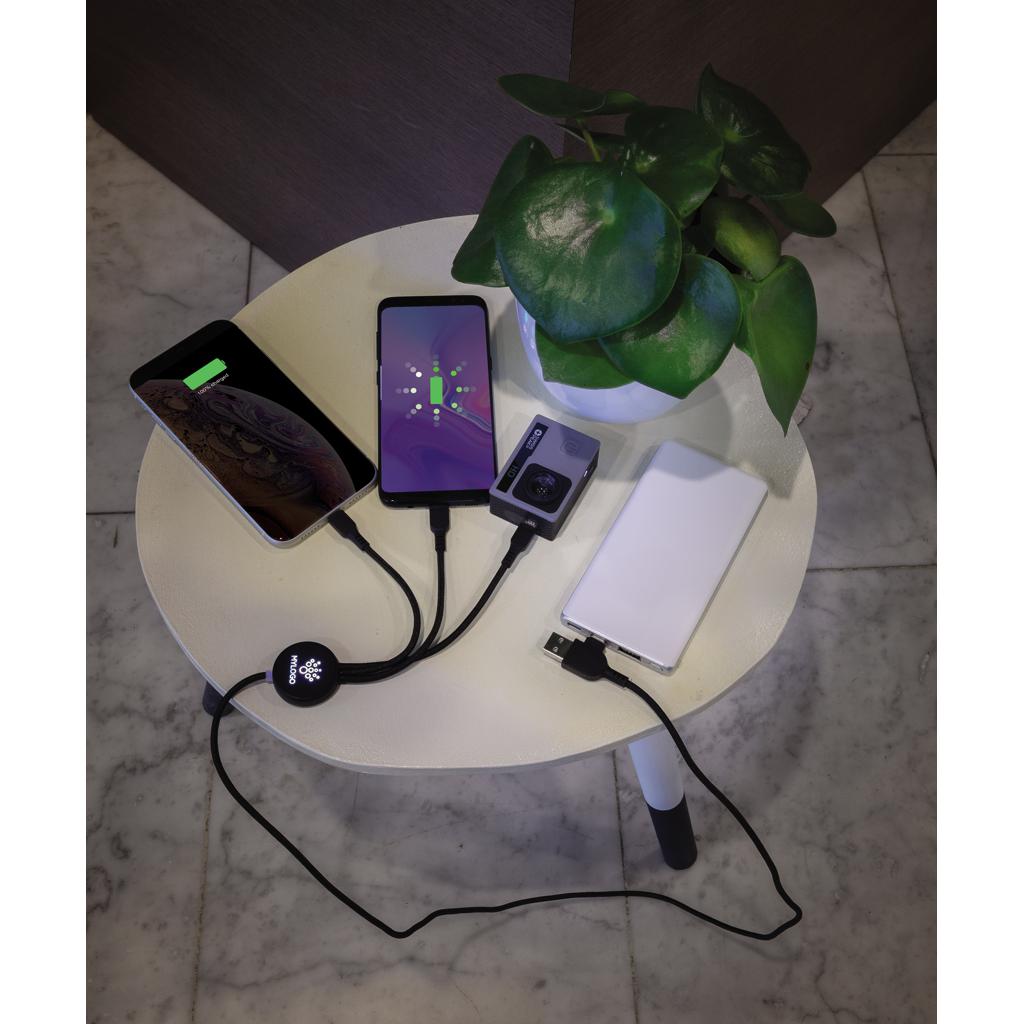 Cablu 6 în 1 cu logo luminos black