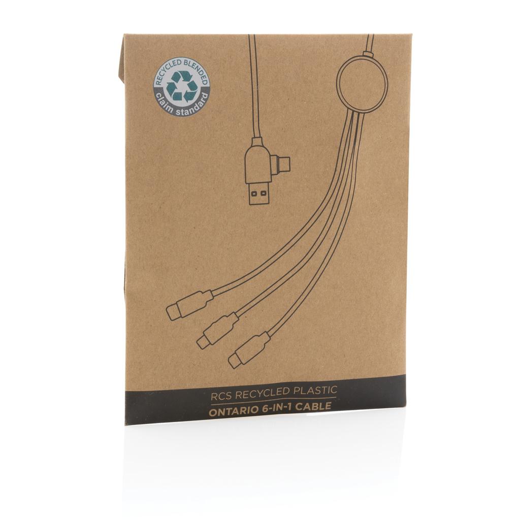Cablu 6 în 1 din plastic reciclat RCS Ontario transparent