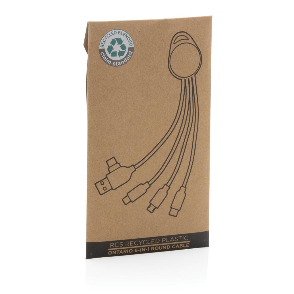 Cablu rotund 6 în 1 din plastic reciclat RCS Ontario transparent