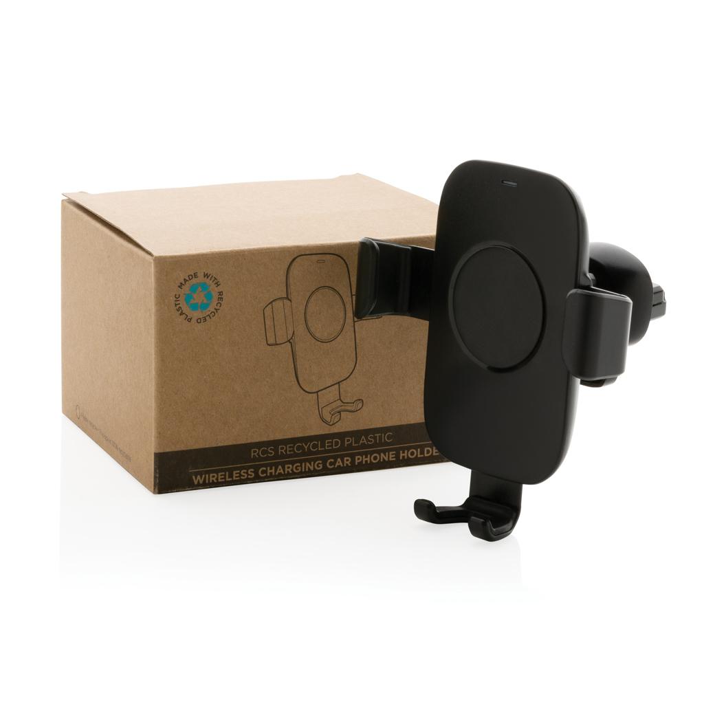 Suport auto cu încărcare wireless de 10W din plastic reciclat RCS black