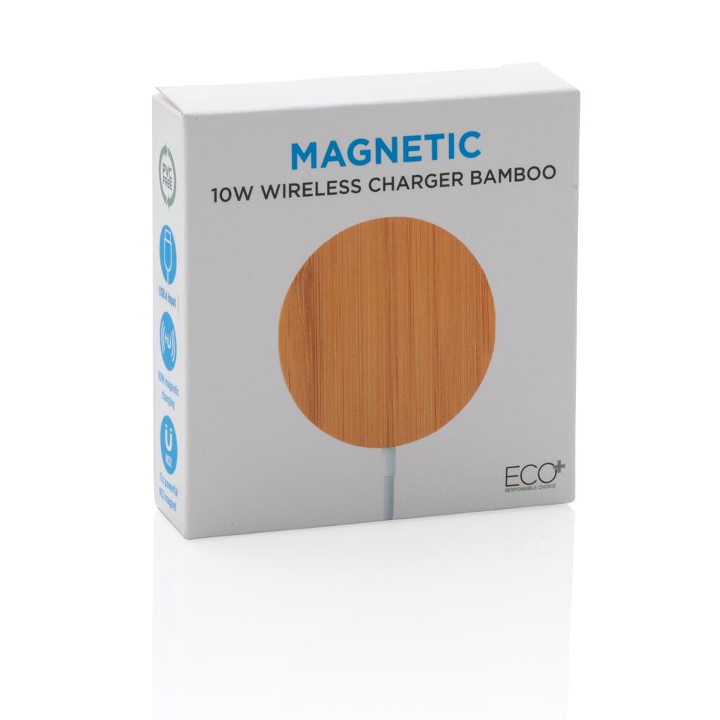 Încărcător wireless magnetic de bambus de 10W brown