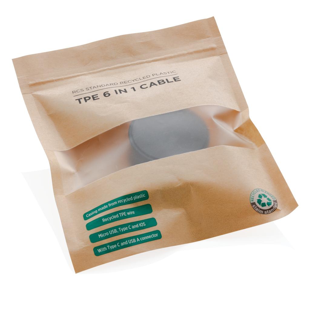 Cablu 6 în 1 din plastic reciclat RCS și TPE standard black