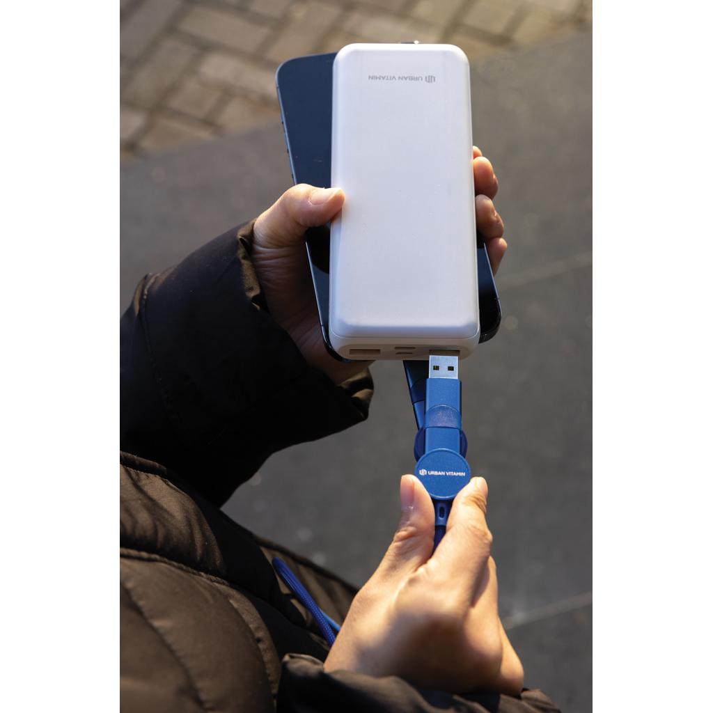 Cablu de încărcare rapidă 6 în 1 din plastic reciclat RCS, de 45W Oakland blue