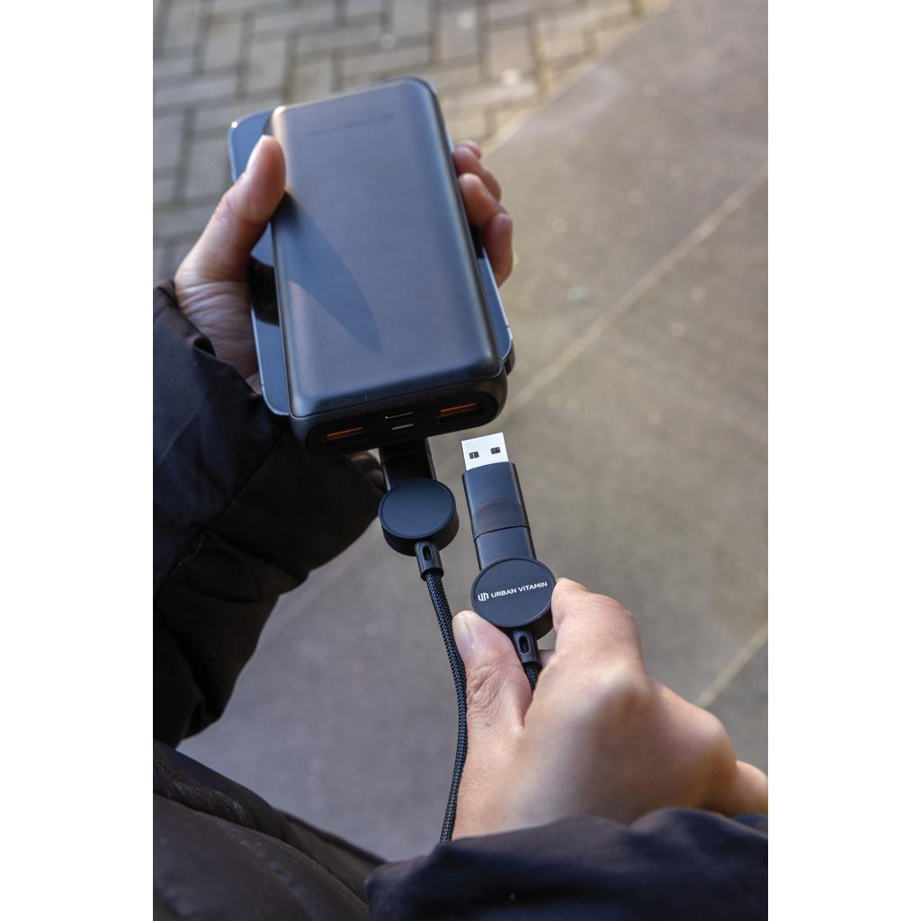 Cablu de încărcare rapidă 6 în 1 din plastic reciclat RCS, de 45W Oakland black