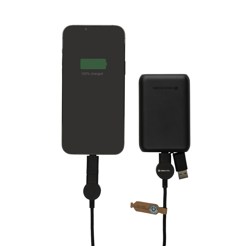 Cablu de încărcare rapidă 6 în 1 din plastic reciclat RCS, de 45W Oakland black