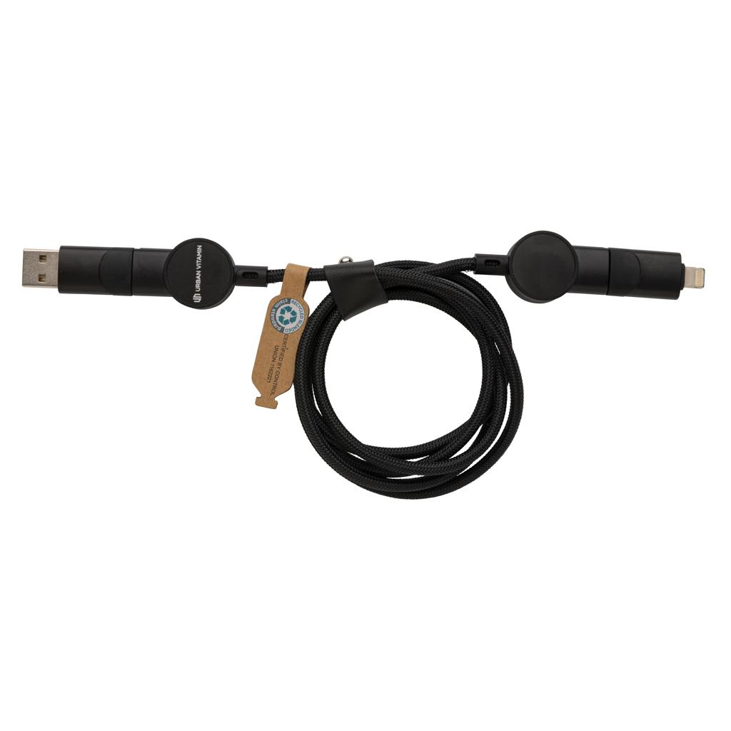 Cablu de încărcare rapidă 6 în 1 din plastic reciclat RCS, de 45W Oakland black