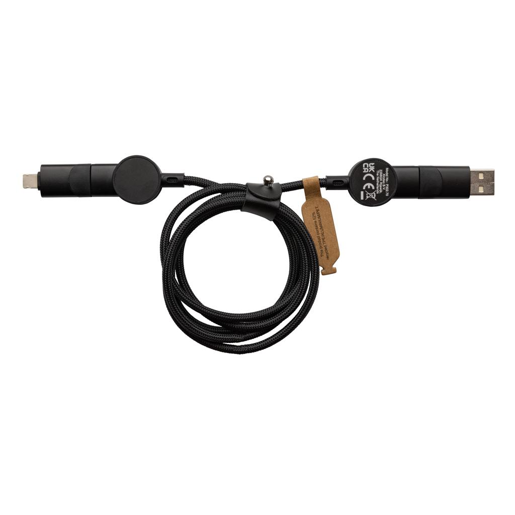 Cablu de încărcare rapidă 6 în 1 din plastic reciclat RCS, de 45W Oakland black